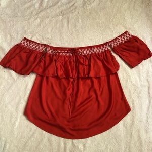 Ashley Stewart off shoulder smocked tie top